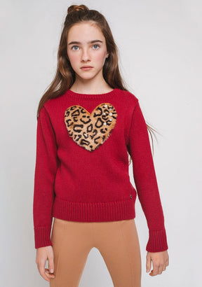 CONGUITOS TEXTIL Clothing Girl's "Leopard Heart" Red Jersey