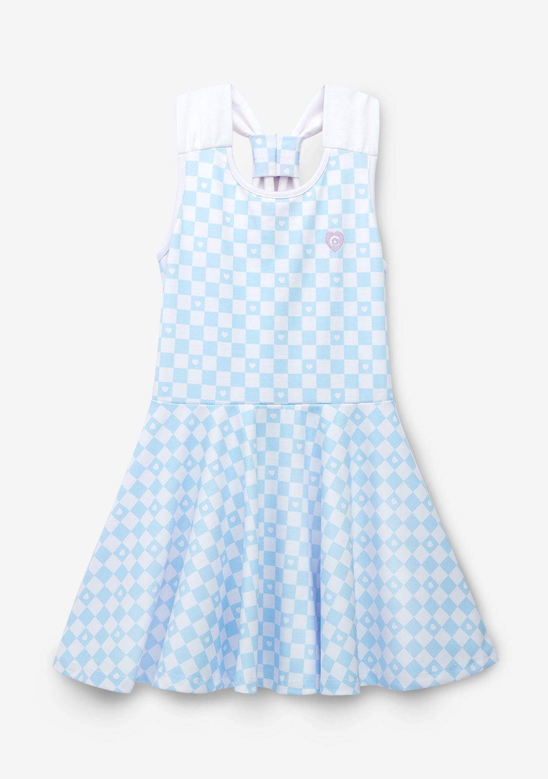 CONGUITOS TEXTIL Clothing Girl's Light Blue Checkerboard Skater Dress