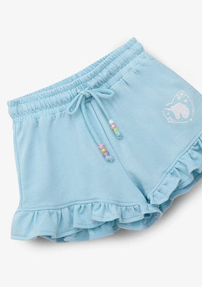 CONGUITOS TEXTIL Clothing Girl´s Light Blue Unicorn Plush Running Shorts