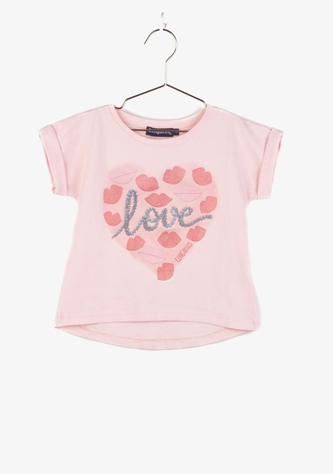 CONGUITOS TEXTIL Clothing Girl's "Love Kiss" Pink T-Shirt