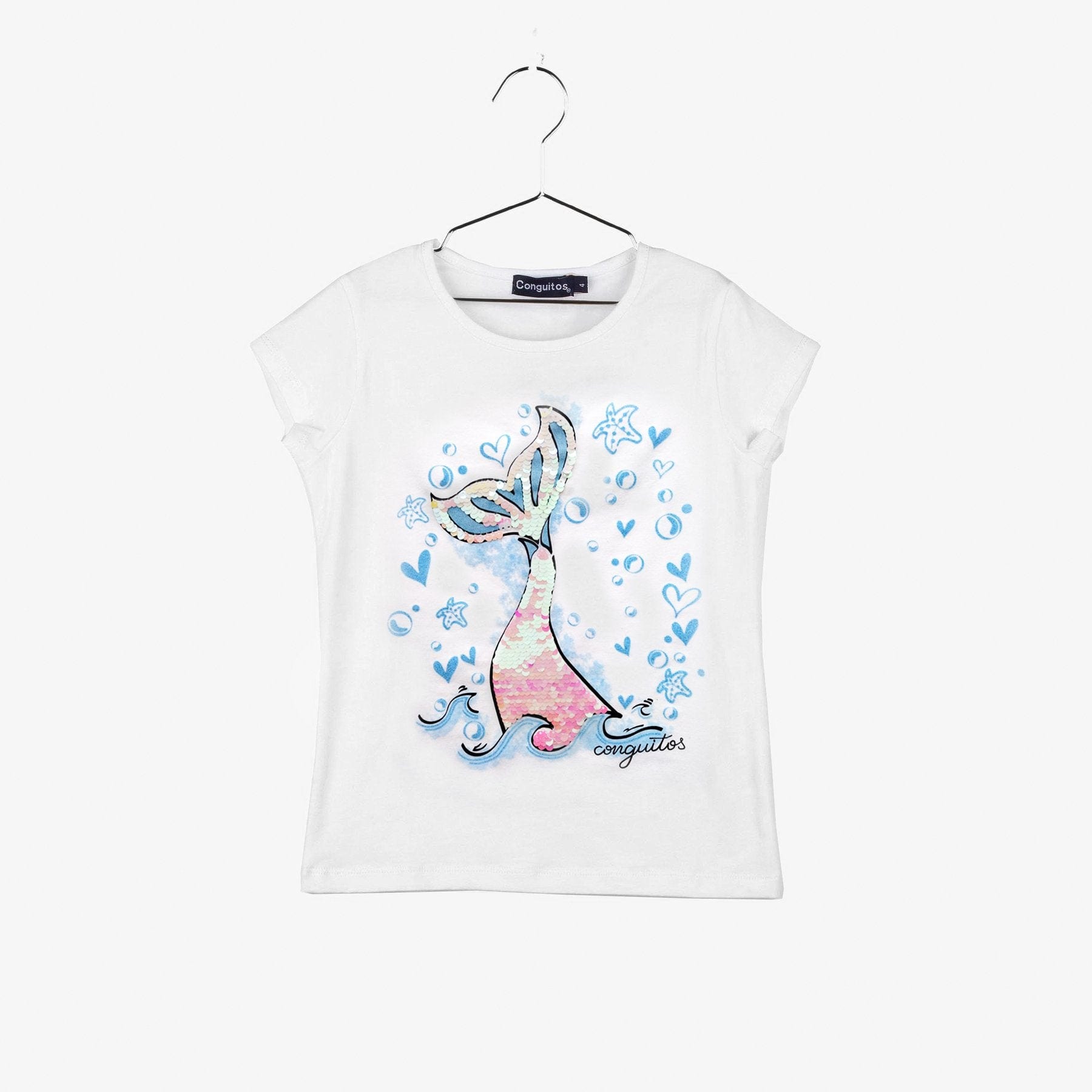 CONGUITOS TEXTIL Clothing Girl's "Mermaid" Reversible Sequins T-shirt