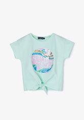 CONGUITOS TEXTIL Clothing Girl's Mint Sunset Knotted T-shirt