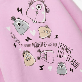 CONGUITOS TEXTIL Clothing Girl's Monsters Pink Hoodie