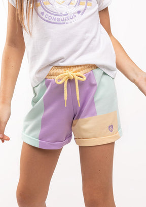 CONGUITOS TEXTIL Clothing Girl's Multicolor Patchwork Plush Plain Shorts