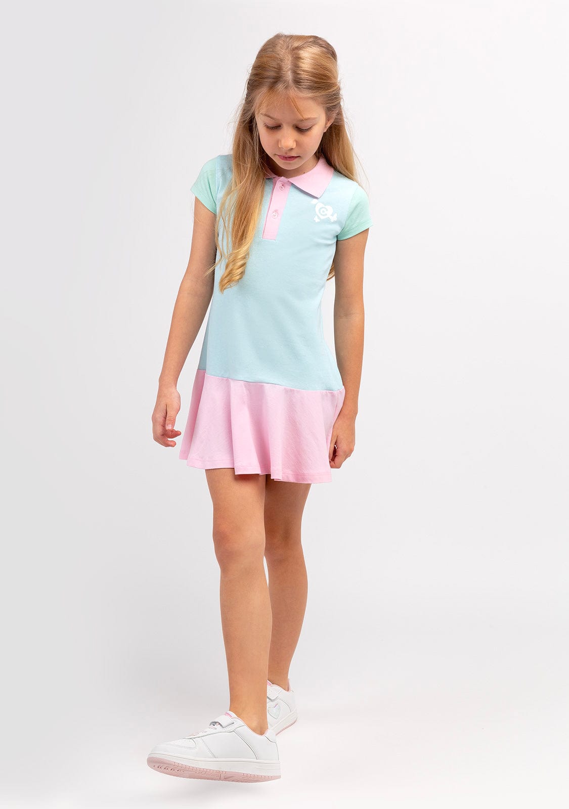 CONGUITOS TEXTIL Clothing Girl's Multicolor Patchwork Polo Dress
