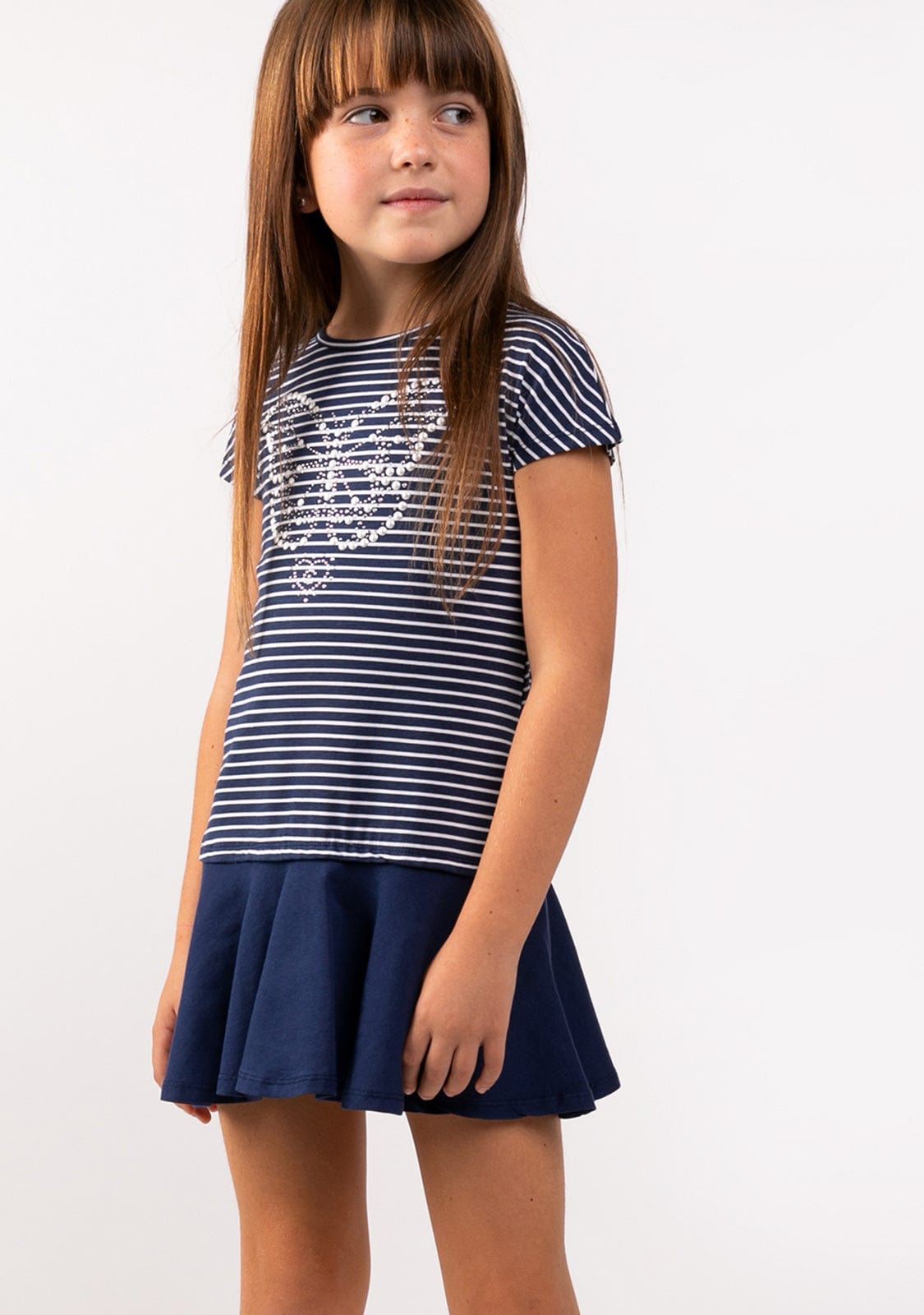 CONGUITOS TEXTIL Clothing Girl's Navy Butterfly Stripes Dress