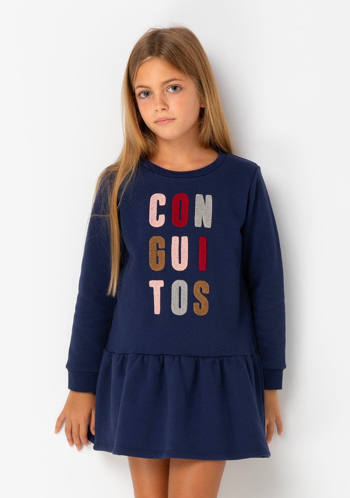 CONGUITOS TEXTIL Clothing Girl's Navy Conguitos Sweathirt Dress