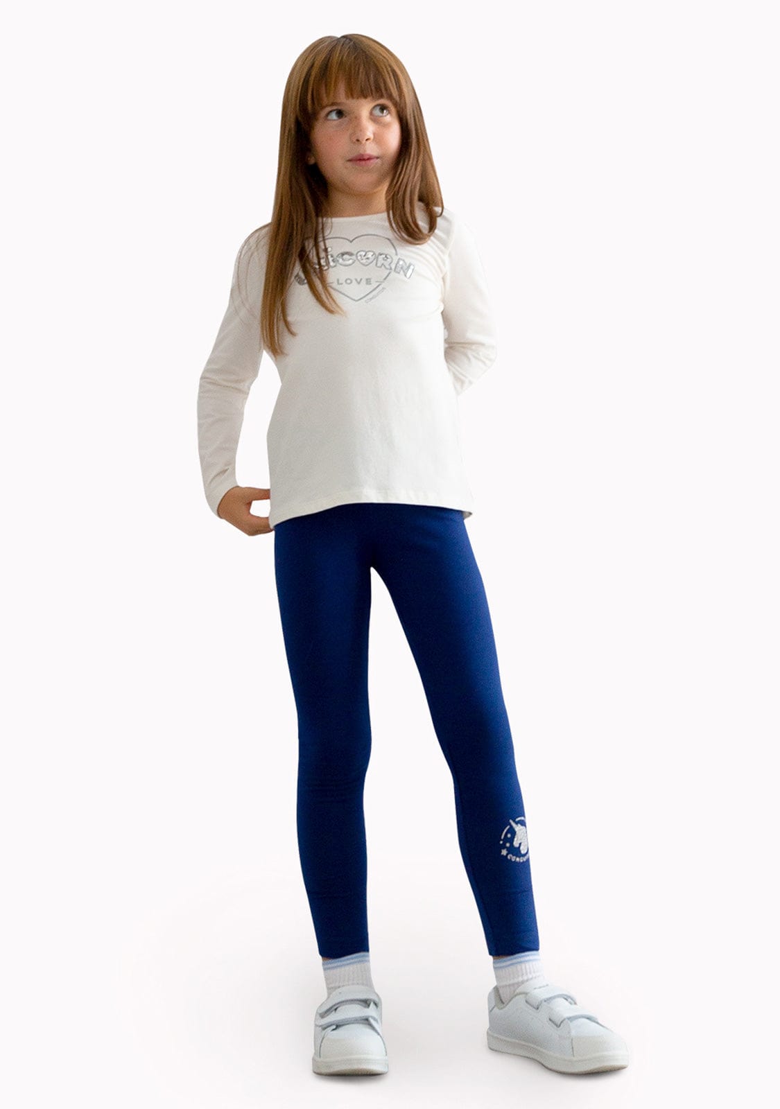 CONGUITOS TEXTIL Clothing Girl's Navy Cotton Leggings
