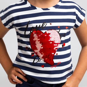CONGUITOS TEXTIL Clothing Girl's Navy Love T-Shirt