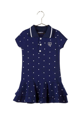 CONGUITOS TEXTIL Clothing Girl's Navy Polo Ruffled Dress