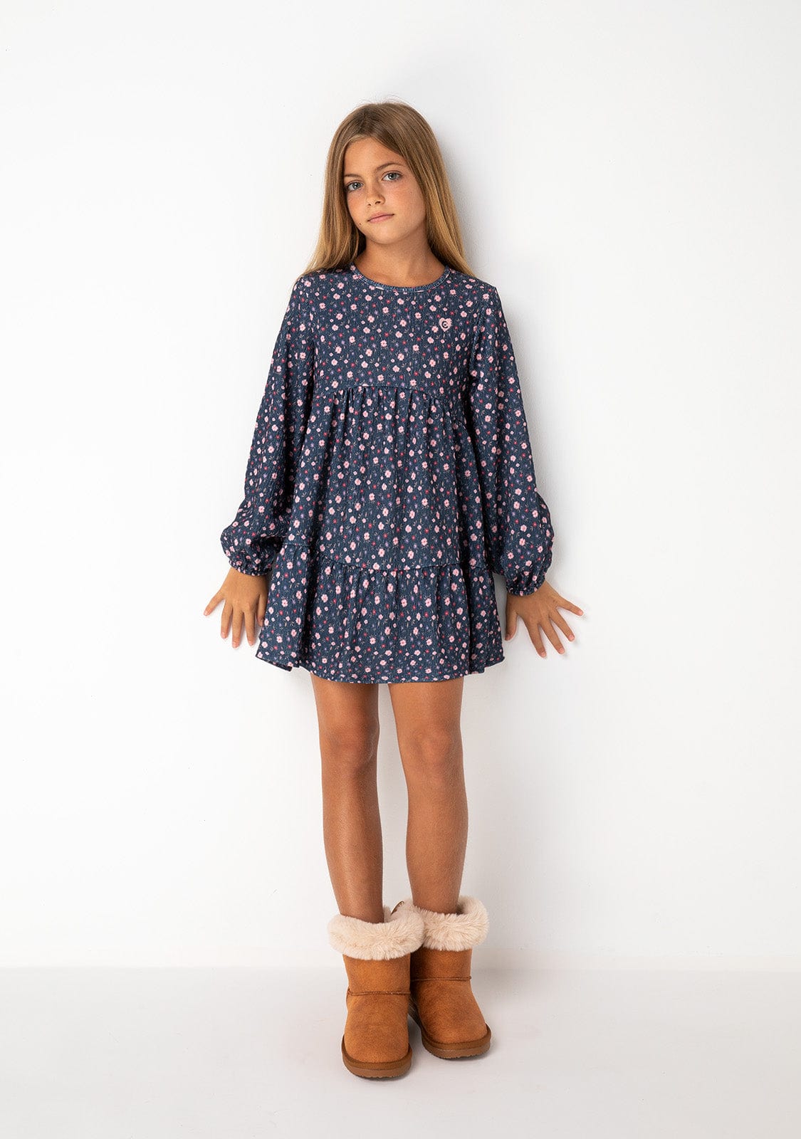 CONGUITOS TEXTIL Clothing Girl's Navy Print Flowers Dress