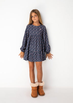 CONGUITOS TEXTIL Clothing Girl's Navy Print Flowers Dress