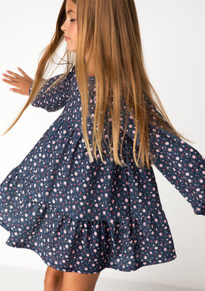 CONGUITOS TEXTIL Clothing Girl's Navy Print Flowers Dress