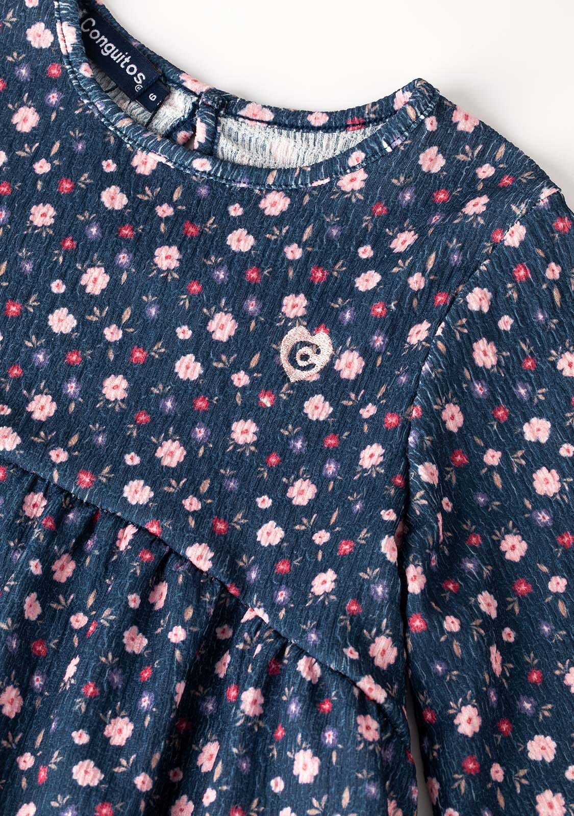 CONGUITOS TEXTIL Clothing Girl's Navy Print Flowers Dress