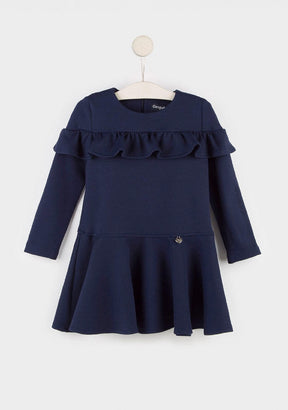CONGUITOS TEXTIL Clothing Girl's Navy Ruffled Dress