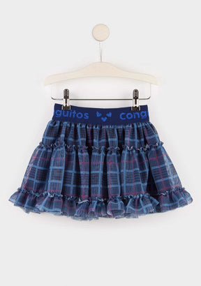 CONGUITOS TEXTIL Clothing Girl's Navy Squares Tulle Skirt
