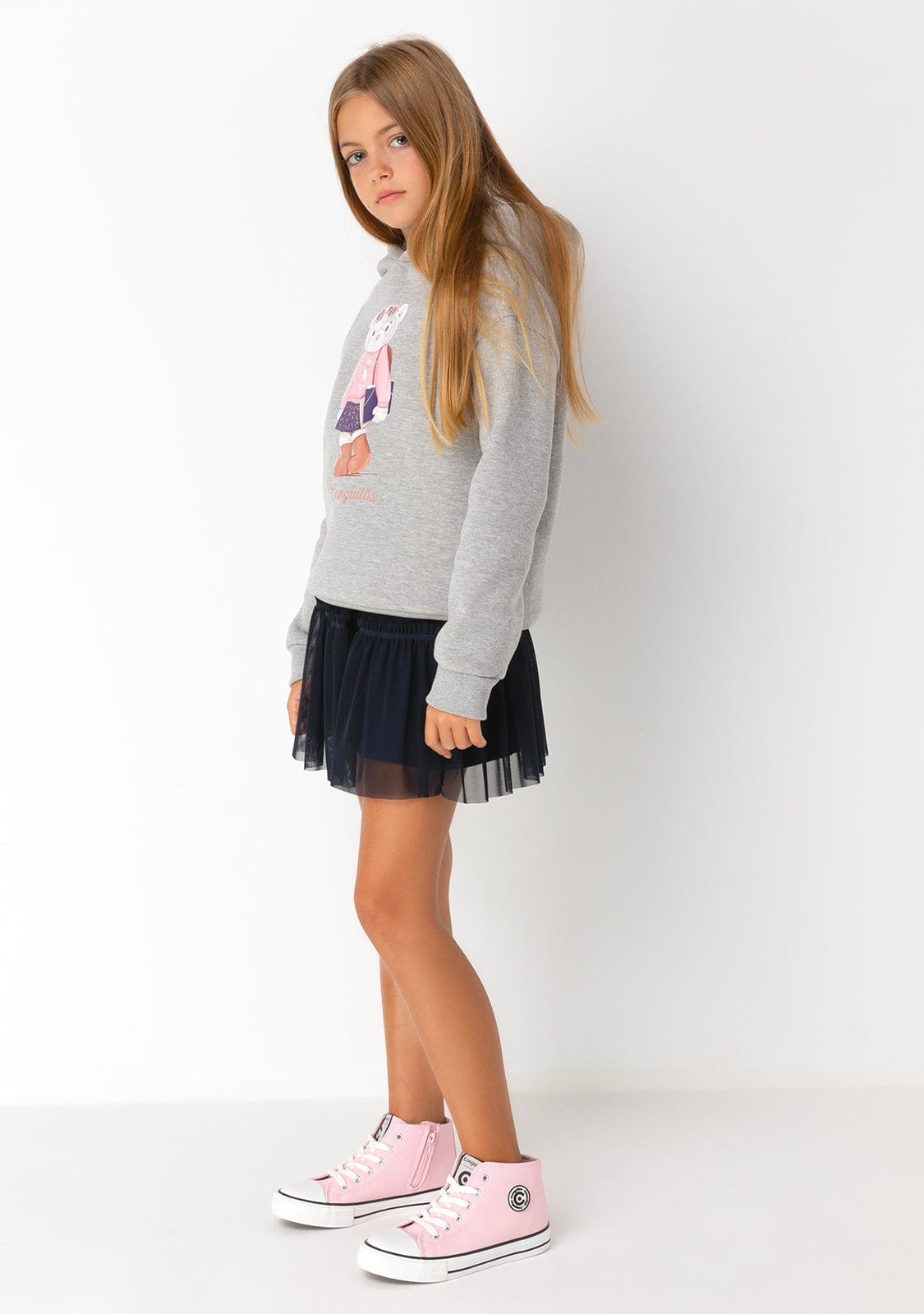 CONGUITOS TEXTIL Clothing Girl's Navy Tulle Conguitos Skirt