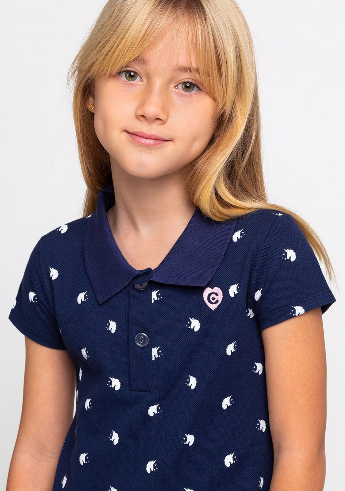 CONGUITOS TEXTIL Clothing Girl's Navy Unicorns Polo Dress