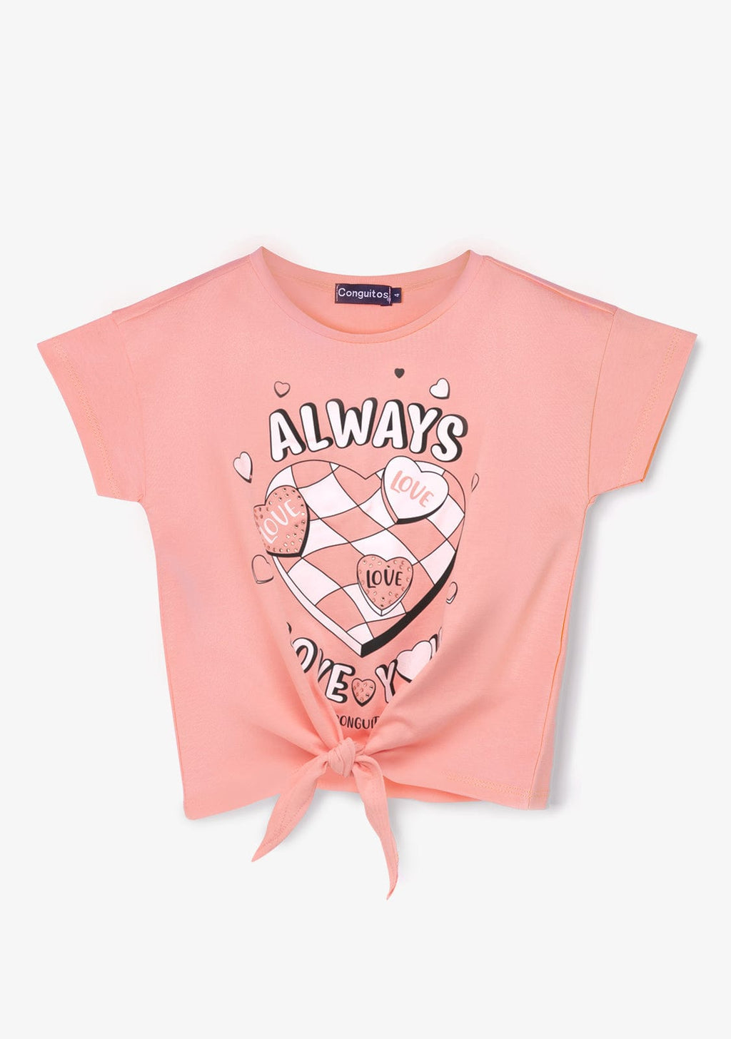Girl´s Orange Always Knotted Print T-shirt