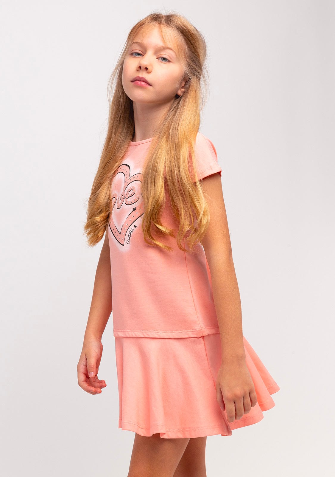CONGUITOS TEXTIL Clothing Girl's Orange Heart Dress