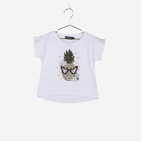 CONGUITOS TEXTIL Clothing Girl's "Pineapple" Glow in the Dark T-Shirt