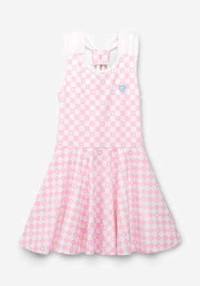 CONGUITOS TEXTIL Clothing Girl's Pink Checkerboard Skater Dress