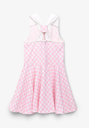 CONGUITOS TEXTIL Clothing Girl's Pink Checkerboard Skater Dress
