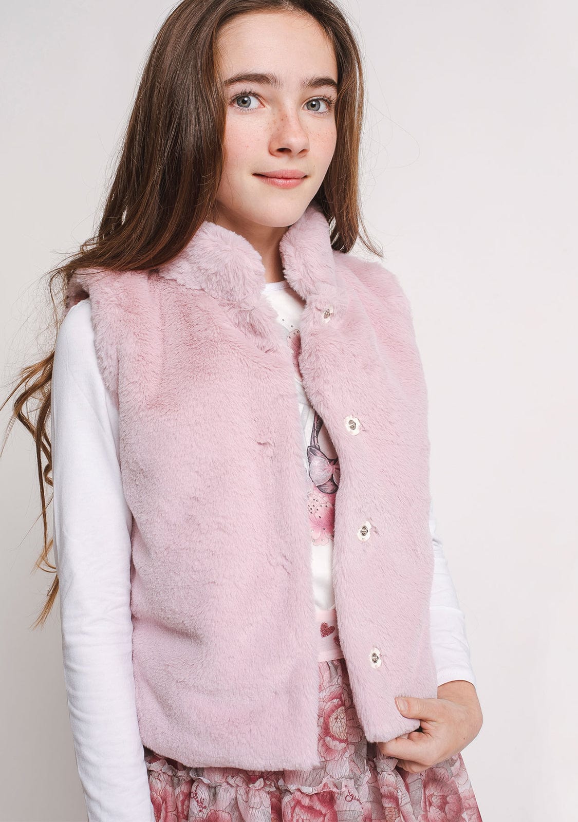 CONGUITOS TEXTIL Clothing Girl's Pink Fur Vest