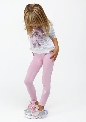 CONGUITOS TEXTIL Clothing Girl's Pink Heart Cotton Leggings