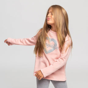 CONGUITOS TEXTIL Clothing Girl's Pink Heart Glitter Sweatshirt