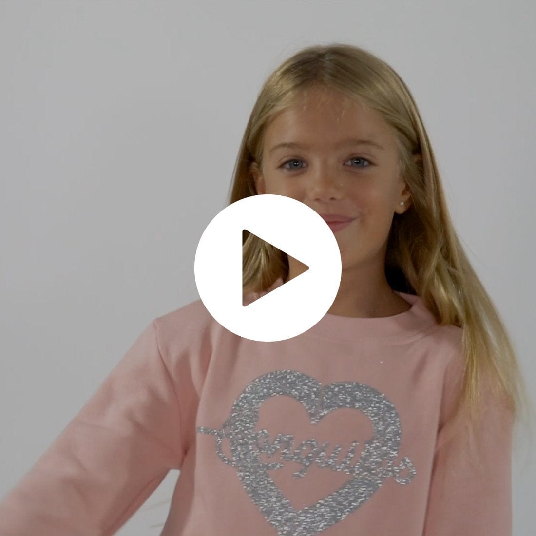 CONGUITOS TEXTIL Clothing Girl's Pink Heart Glitter Sweatshirt