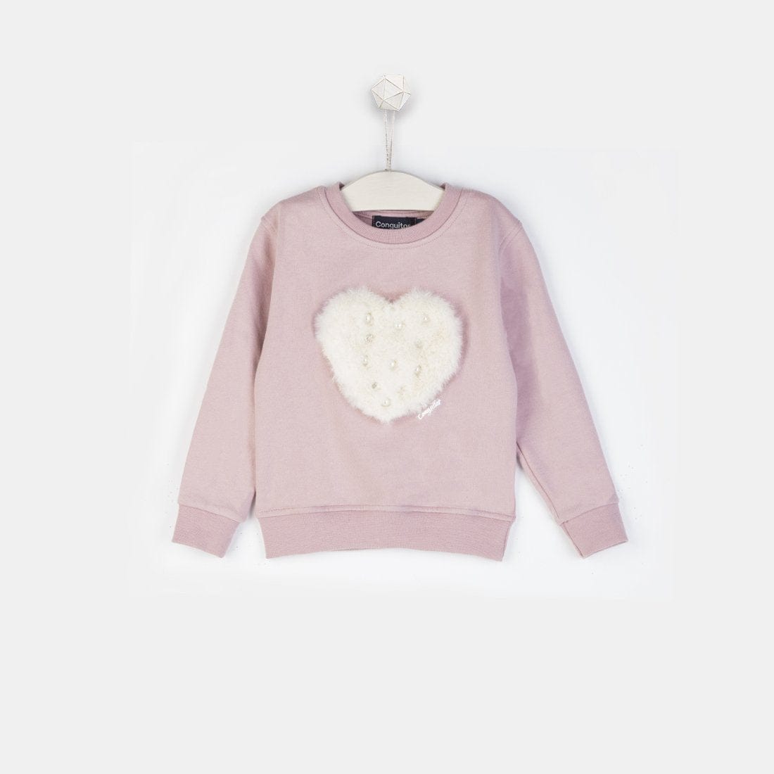 CONGUITOS TEXTIL Clothing Girl's Pink Heart Hair Sweatshirt