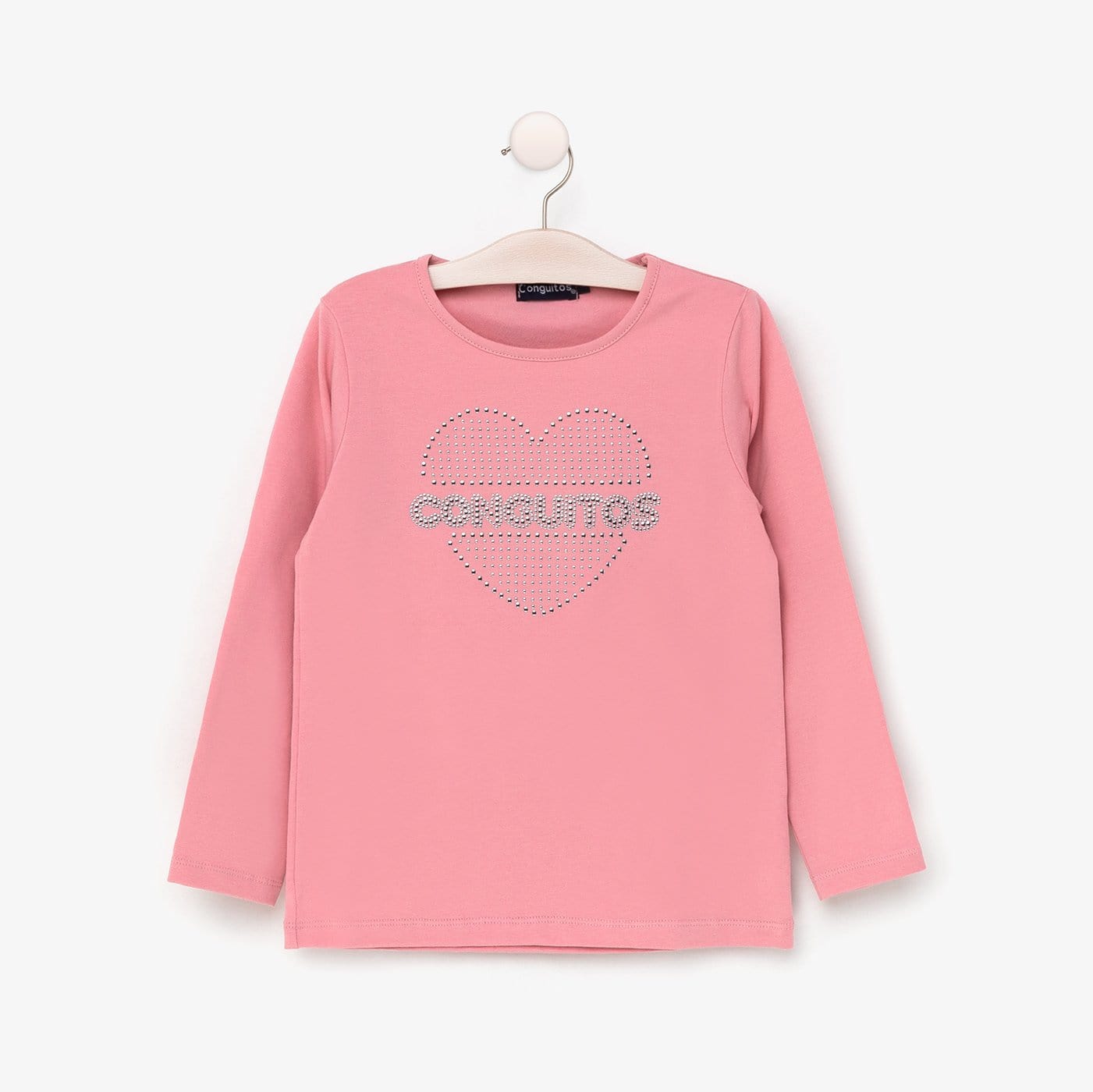 CONGUITOS TEXTIL Clothing Girl's Pink "Heart Strass" T-shirt