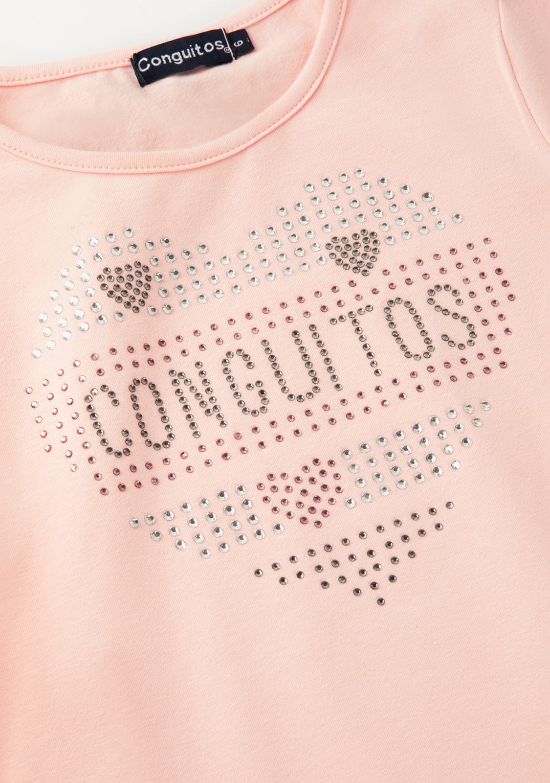 CONGUITOS TEXTIL Clothing Girl's Pink Heart Strass T-Shirt