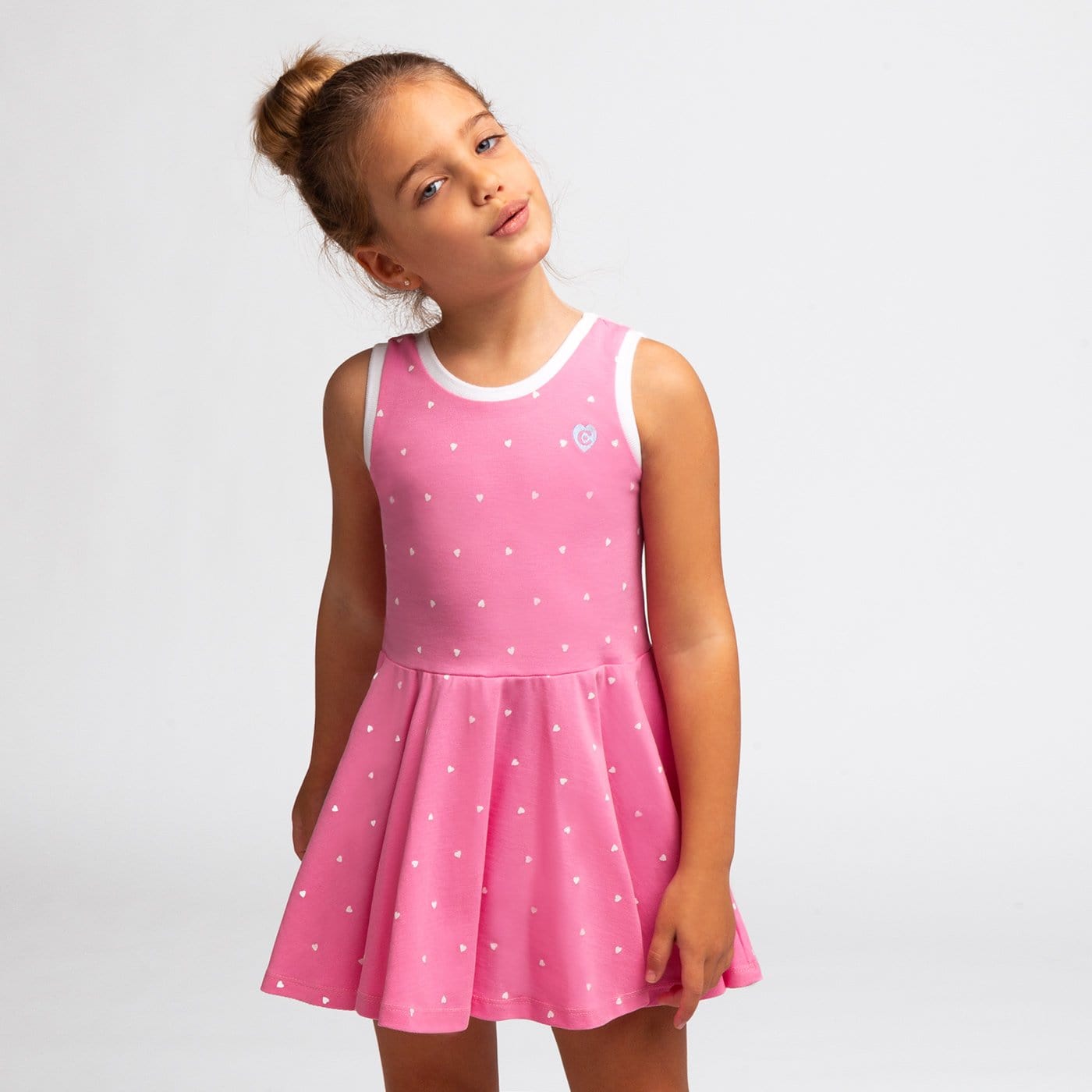 CONGUITOS TEXTIL Clothing Girl's Pink Hearts Skater Dress