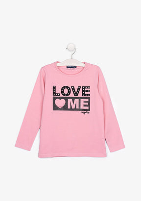 CONGUITOS TEXTIL Clothing Girl's Pink "Love Me" Shirt with Lights