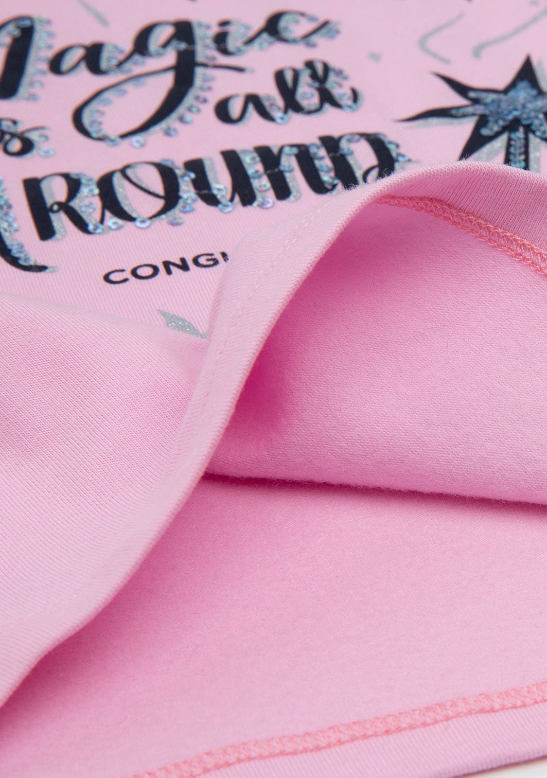 CONGUITOS TEXTIL Clothing Girl's Pink Magic Wand T-Shirt