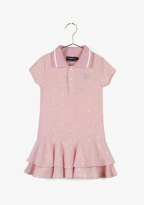 CONGUITOS TEXTIL Clothing Girl's Pink Polo Ruffled Dress