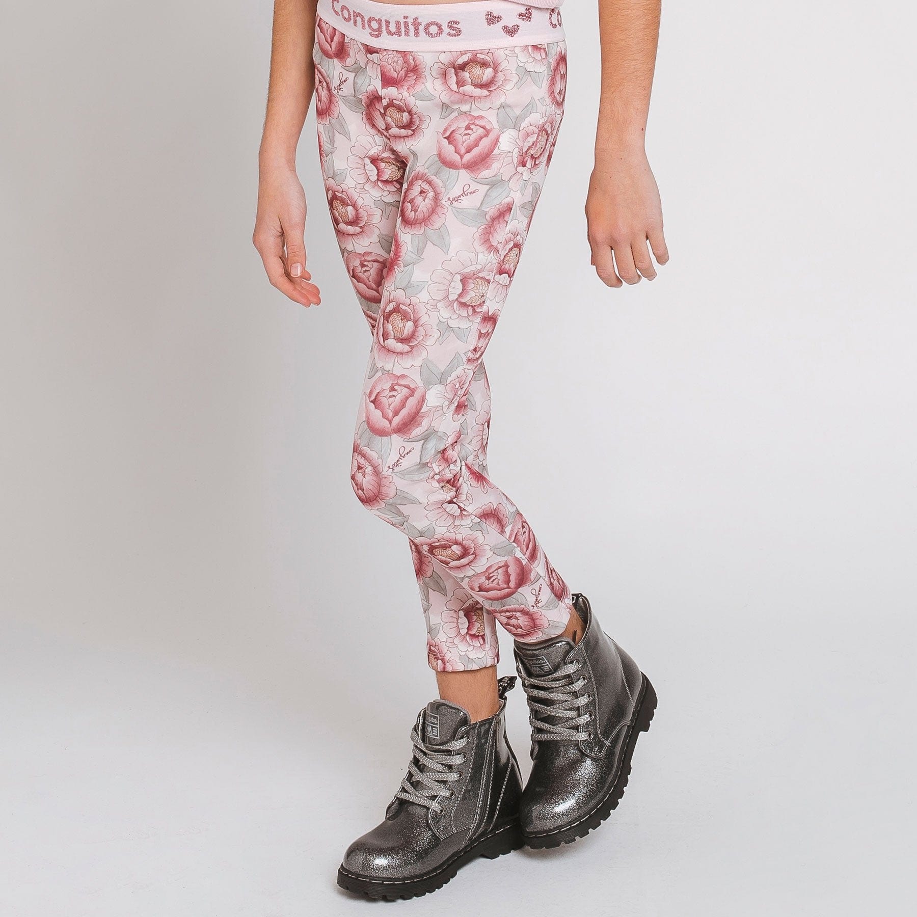 CONGUITOS TEXTIL Clothing Girl's "Pink Rose" Neoprene Leggings