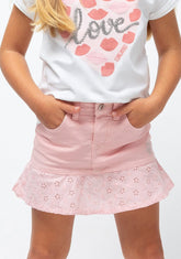 CONGUITOS TEXTIL Clothing Girl's Pink Ruffled Flared Skirt