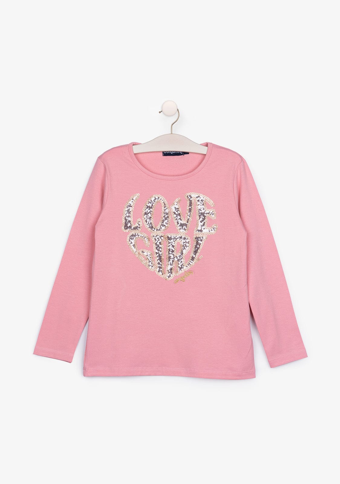 CONGUITOS TEXTIL Clothing Girl's Pink Sequins T-shirt