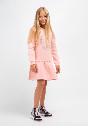 CONGUITOS TEXTIL Clothing Girl's Pink Strass Unicorn Sweathirt Dress