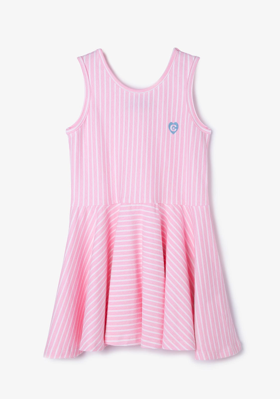 CONGUITOS TEXTIL Clothing Girl's Pink Stripes Logo Skater Dress