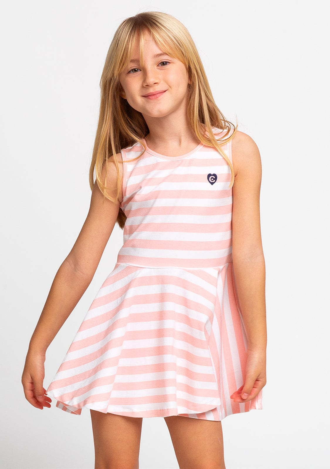CONGUITOS TEXTIL Clothing Girl's Pink Stripes Skater Dress