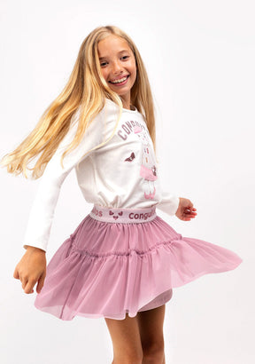 CONGUITOS TEXTIL Clothing Girl's Pink Tulle Conguitos Skirt