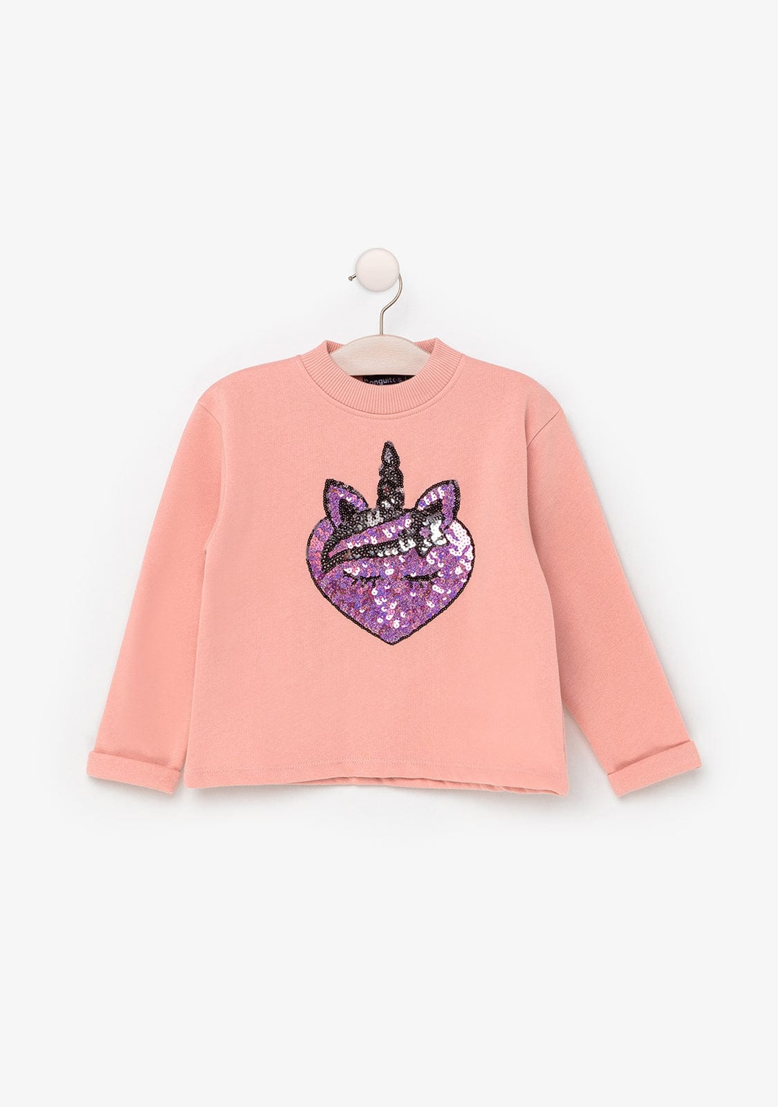 CONGUITOS TEXTIL Clothing Girl's Pink Unicorn Sequins Sweatshirt