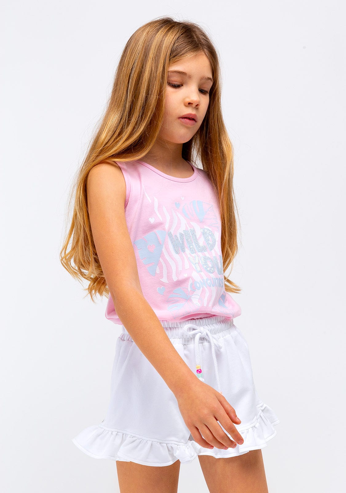 CONGUITOS TEXTIL Clothing Girl's Pink Zebra Glitter Top