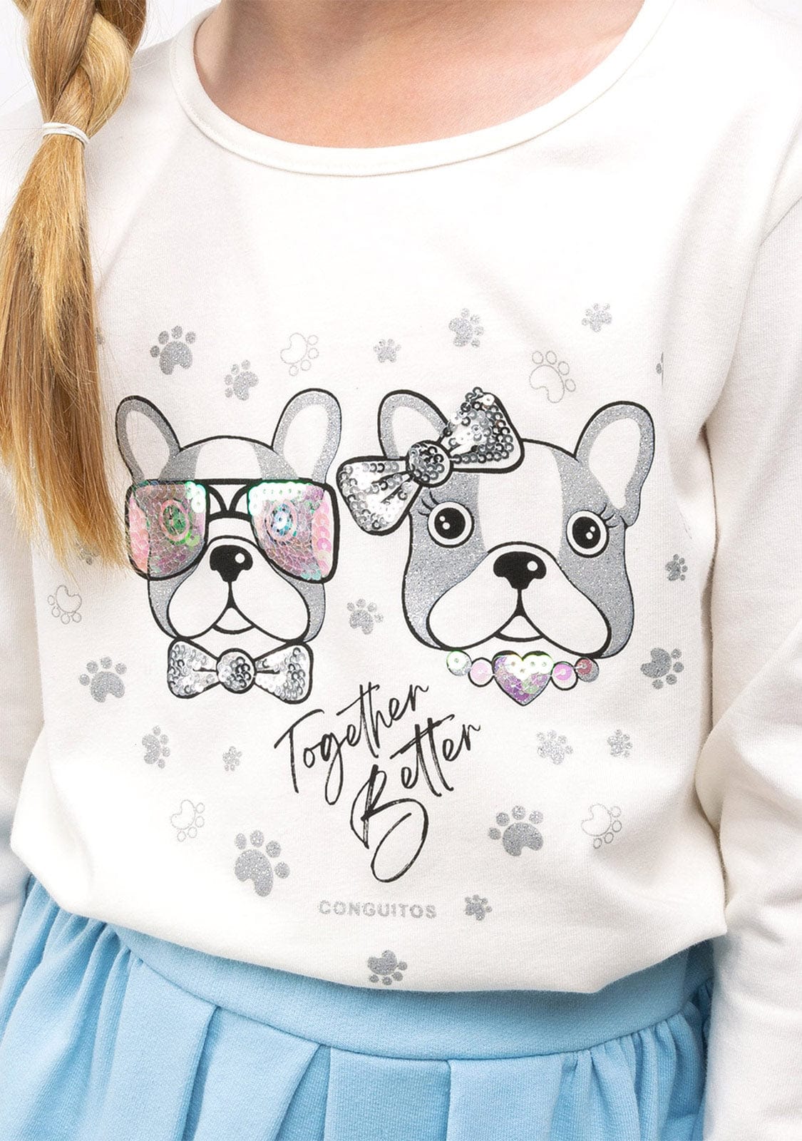 CONGUITOS TEXTIL Clothing Girl's Puppies Sequins Shirt
