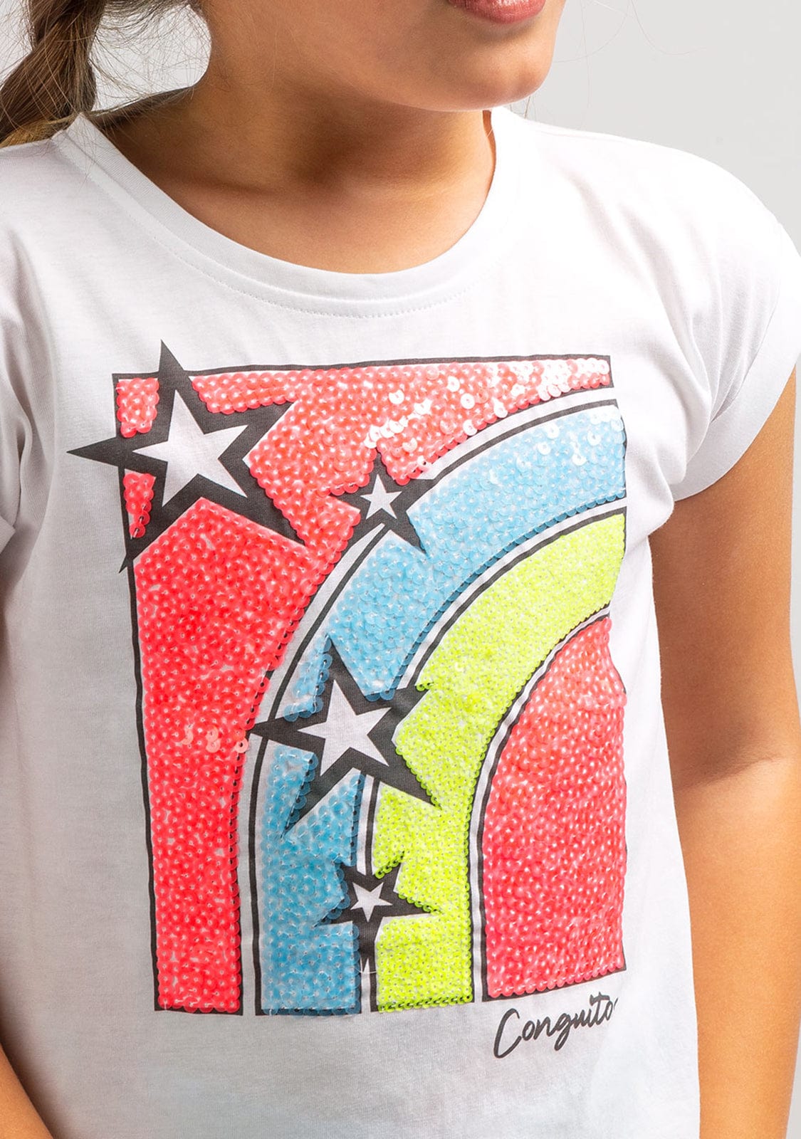 CONGUITOS TEXTIL Clothing Girl's Rainbow T-Shirt