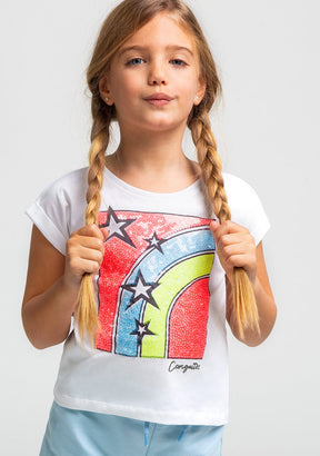 CONGUITOS TEXTIL Clothing Girl's Rainbow T-Shirt